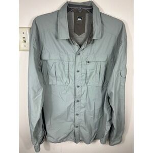 REI Mens XL Long Sleeve Button Up Shirt Mesh Vents Outdoor Hiking Fishing Safari
